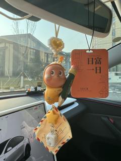 “好运挂挂”车载吉祥三宝 🐷💛  
小猪叼如意，小鸡笑嘻